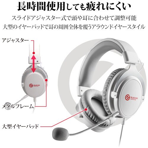 高音質ゲーミングヘッドセット 2m WH