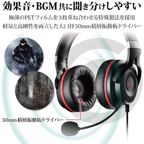 ハイクラスゲーミングヘッドセット 2m BK