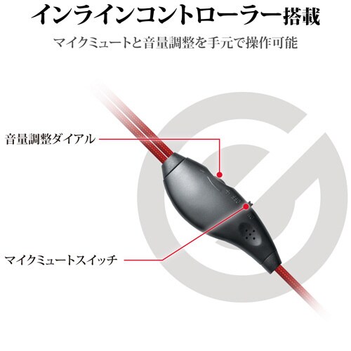 ゲーミングヘッドセット 延長ケーブル付 1m BK