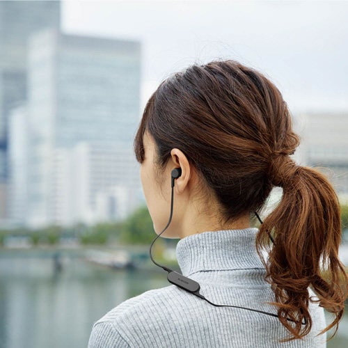 ワイヤレスイヤホン スマホ スモークブラック