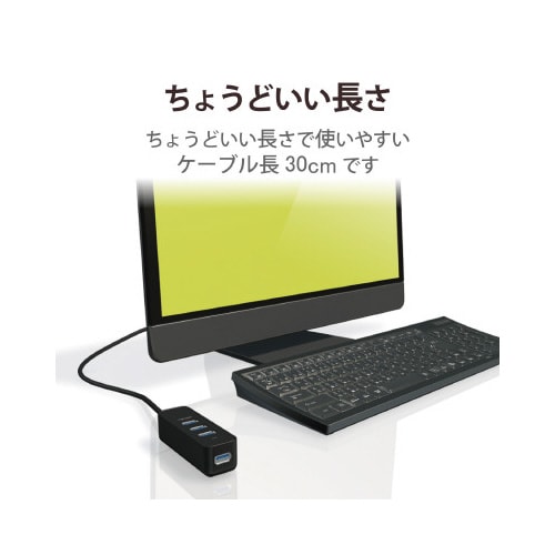 USBHUB バスパワー 30cm ブラック
