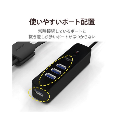 USBHUB セルフパワー 1m ブラック