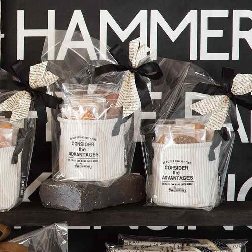 アメリカンストライプ丸底布バスケット−S 10個