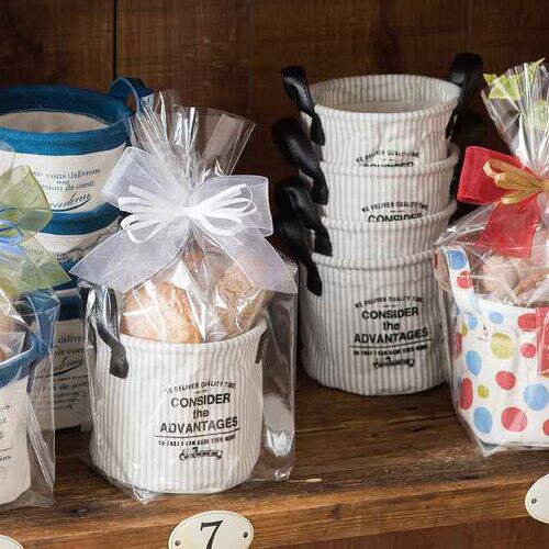 アメリカンストライプ丸底布バスケット−S 10個