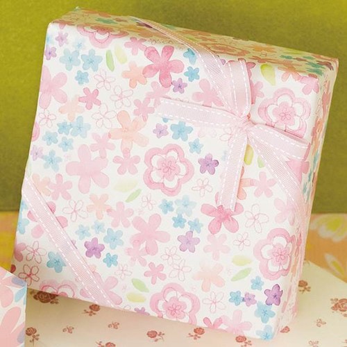 ウォーターカラーフラワー包装紙−1 50枚×2