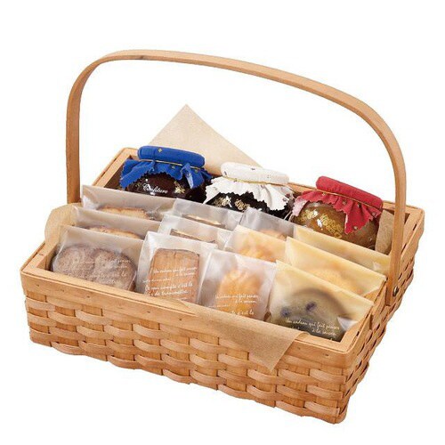 ウッドスクエアバスケット/ハンドル付−L 4個