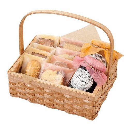 ウッドスクエアバスケット/ハンドル付−M 6個