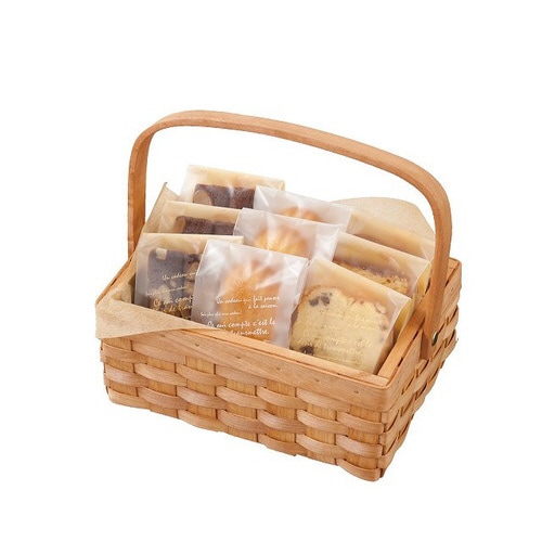 ウッドスクエアバスケット/ハンドル付−S 6個