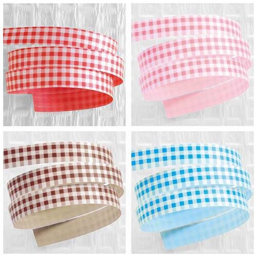 ギンガムチェックプリントカーリングリボンRE4×5