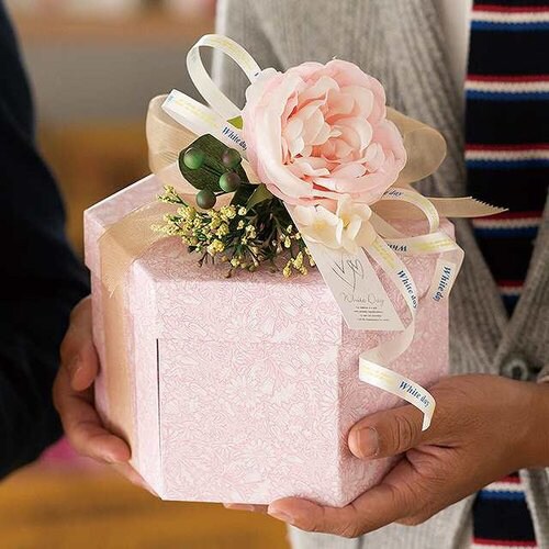 グレイスフルフラワー六角二段貼箱Mモーブピンク4個