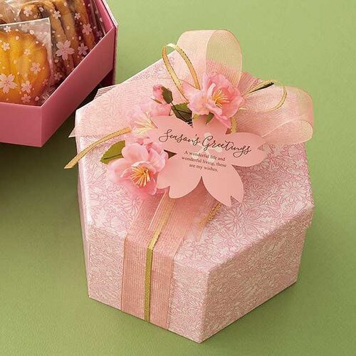 グレイスフルフラワー六角二段貼箱Mモーブピンク4個