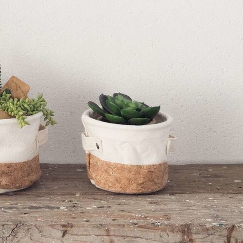 コルク×キャンバス丸底バスケット−S 6個×2
