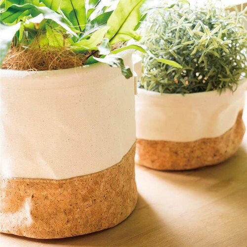 コルク×キャンバス丸底バスケット−S 6個×2