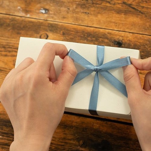 サテンリボンSMOKYBLUE10mm 1巻×10