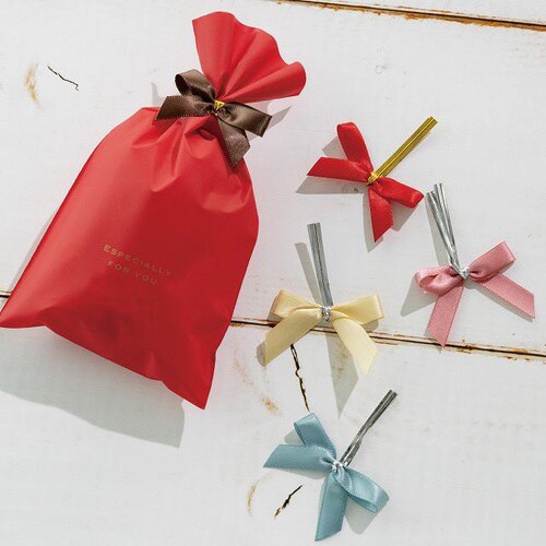 サテンリボンワイヤータイレッド−2 50個×2