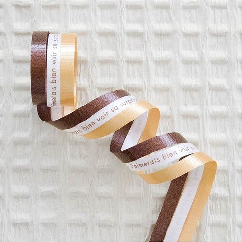 シャープカーリングリボンミックスカラー茶3×5