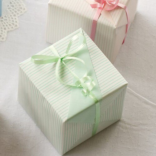 ストライプパステル包装紙パウダーグリーン50枚×2