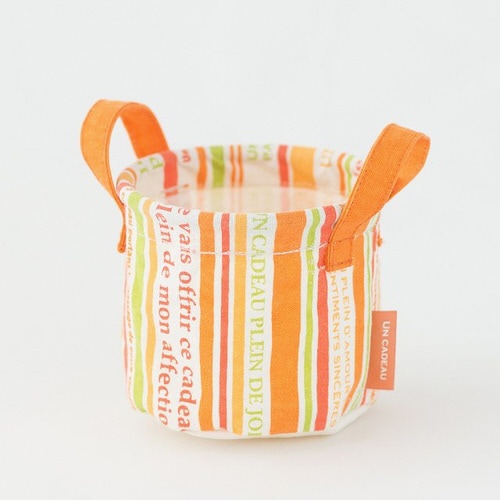 オレンジストライプ丸底布バスケット−S 10個