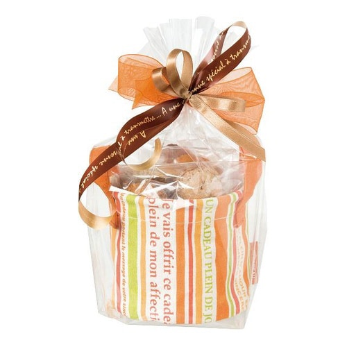 オレンジストライプ丸底布バスケット−S 10個