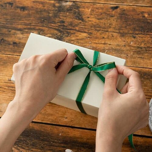 トゥインクルサテンリボングリーン10mm 1巻×5