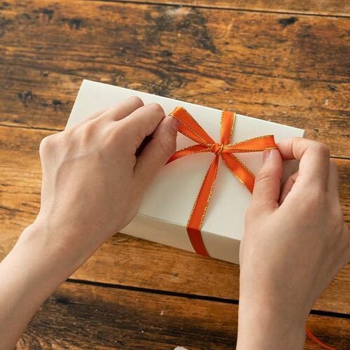 トゥインクルサテンリボンオレンジ10mm 1巻×5