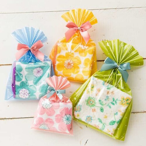 ドットOPPギフトバッグ/ブルー−3 50枚×5