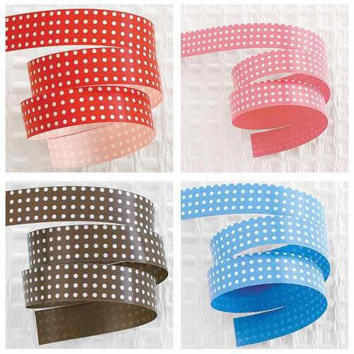 ドットプリントカーリングリボンブラウン−31巻×5