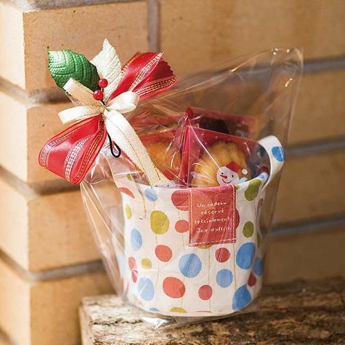 トリコロールドット丸底布バスケット−S 10個