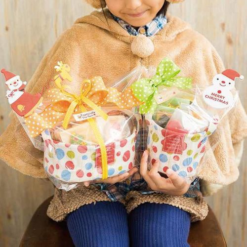 トリコロールドット丸底布バスケット−S 10個