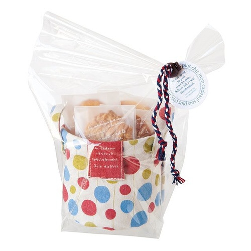 トリコロールドット丸底布バスケット−S 10個