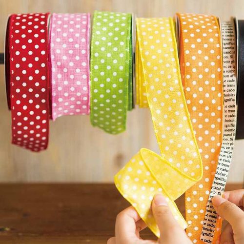 ナチュラルドットワイヤーリボングリーン−31巻×3