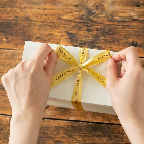 バースデイプリントカーリングリボンゴールド−1×5