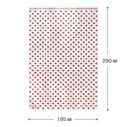 ハートレッドOPPギフトバッグ−3 50枚×5