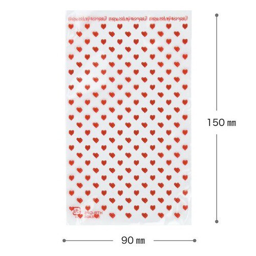 ハートレッドOPPギフトバッグ−5 50枚×10