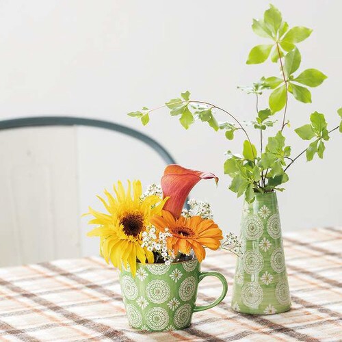 ハンドメイドプリントフラワーベース−5 2個×2