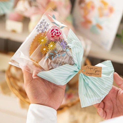 ブーケプリントOPPギフトバッグ−3/ミント×2