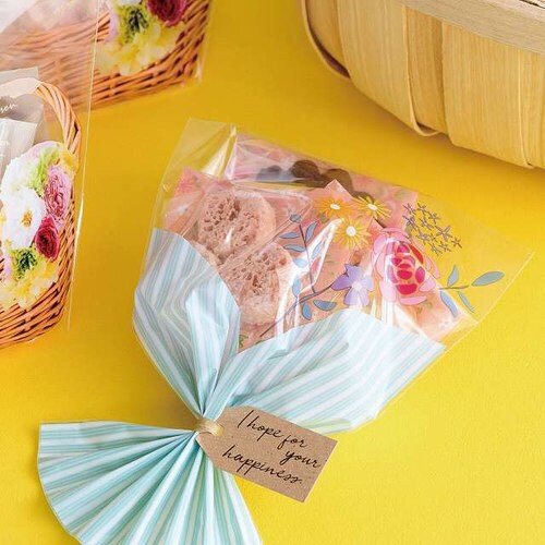 ブーケプリントOPPギフトバッグ−4/ミント×2