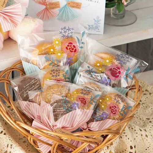 ブーケプリントOPPギフトバッグ−4/ピンク×2