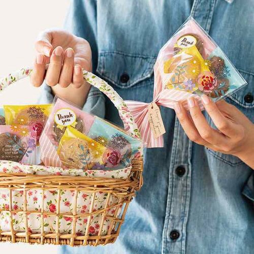 ブーケプリントOPPギフトバッグ−4/ピンク×2