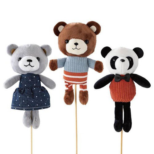 ラブリーマスコットフラワーピック−9クマデニム×2