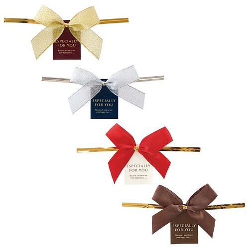 リボン付ワイヤータイ−レッド 10個×5