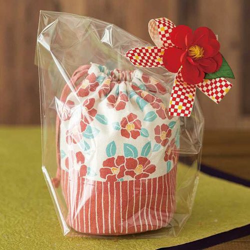 レトロモダン丸底巾着バッグ/つばき−M 10枚