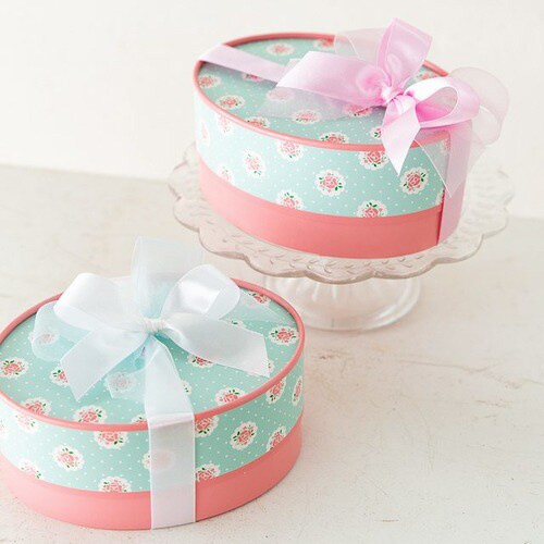 ローズドットブルーオーバルギフトボックス−L 6個