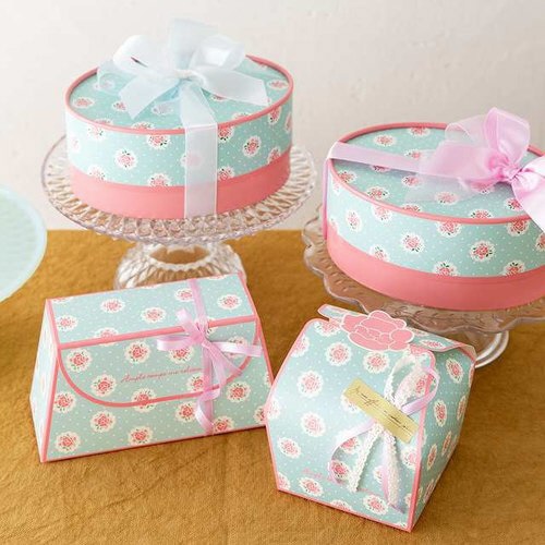 ローズドットブルーオーバルギフトボックス−L 6個