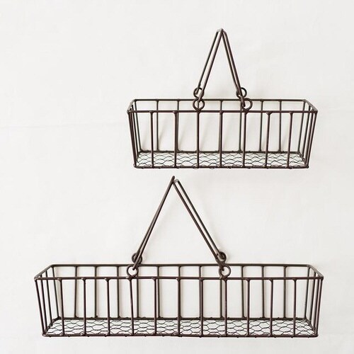 ワイヤー角底カゴ−M/ダークブラウン 6個