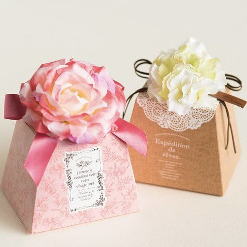 造花付フレグラントフラワーギフトBOX/ピンク−M