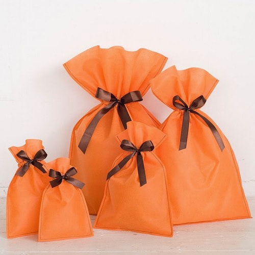 不織布リボン付きバッグオレンジ−XS 10枚×2