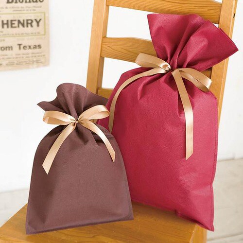 不織布リボン付バッグブラウン−XS 10枚×2