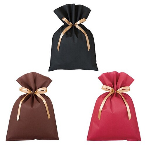 不織布リボン付バッグブラック−S 10枚×2