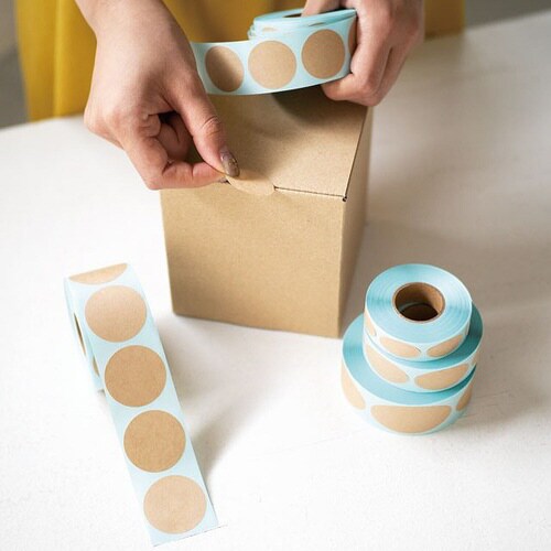 無地クラフトロールシール/円−5 500枚×5